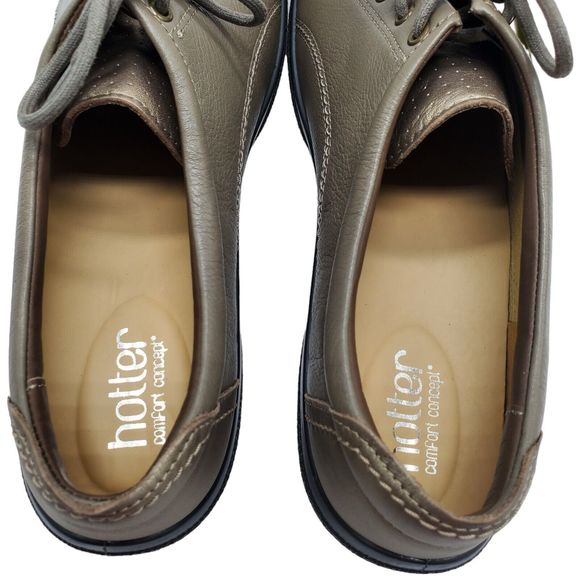 Women's Hotter Dew Soft Leather Laced Bronze Brown 2 Tone Comfort Shoes Size 11 - Picture 2 of 8
